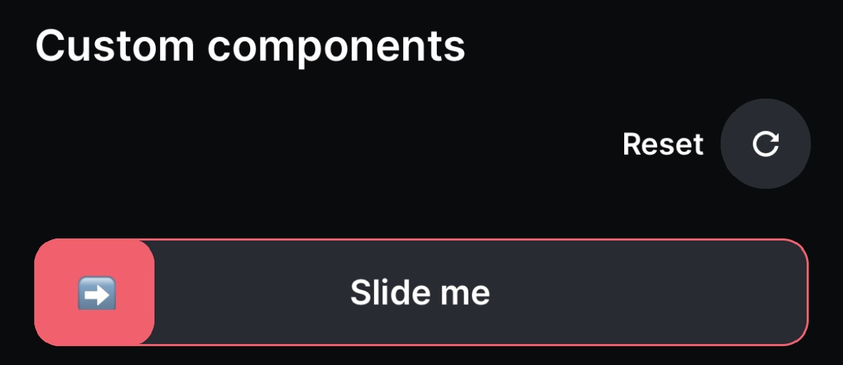 Slide button with custom green/red background and handle